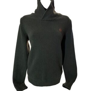 Springfield classic grandpa preppy Mens Shawl Collar Sweater Dark Green‎ cotton